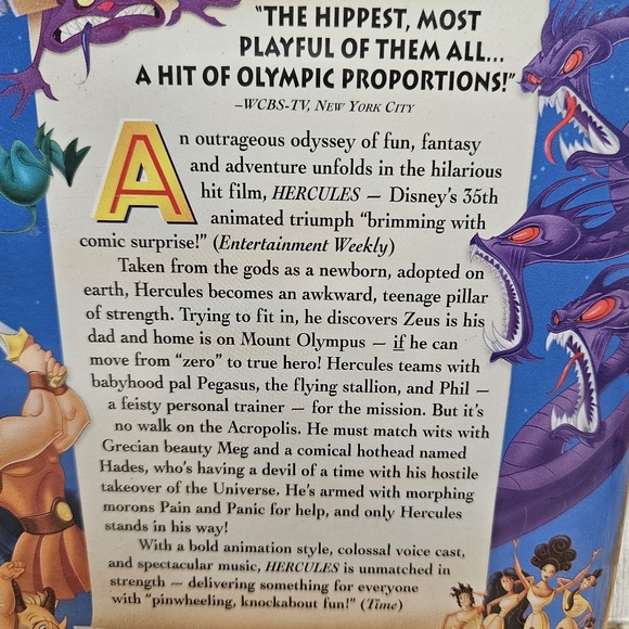 Hercules Walt Disney Masterpiece VHS Clamshell Family Movie Night - Picture 2 of 6